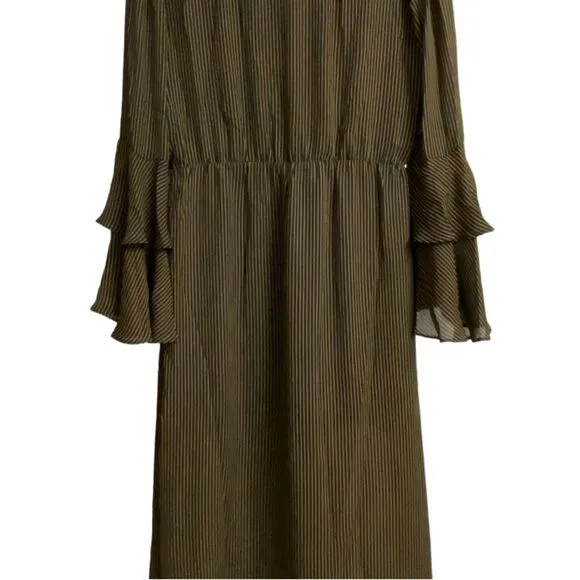 NWT Bardot Loretta Wrap-Look Stripped Maxi Dress Size 12 Ruffle Sleeves Boho