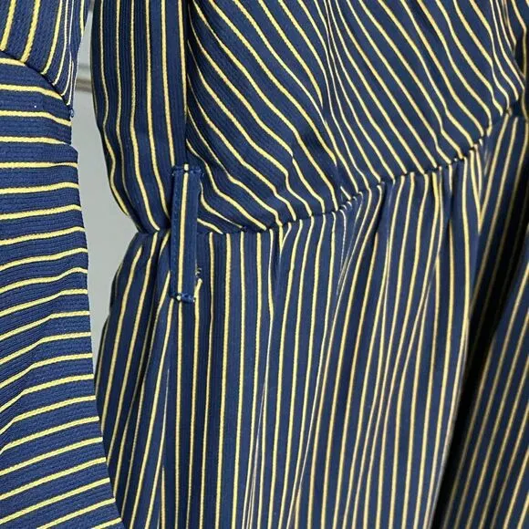 NWT Bardot Loretta Wrap-Look Stripped Maxi Dress Size 12 Ruffle Sleeves Boho