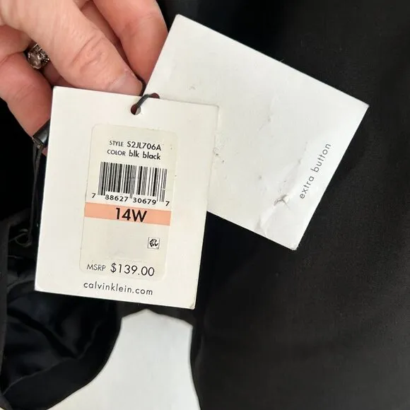 NWT Calvin Klein Blazer Black Suit Jacket Two Button Career Office
