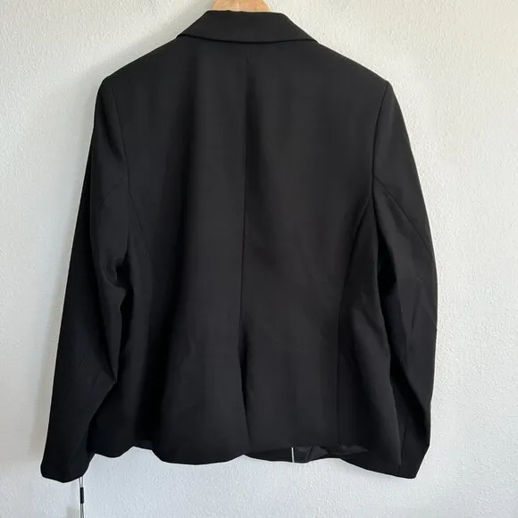 NWT Calvin Klein Blazer Black Suit Jacket Two Button Career Office