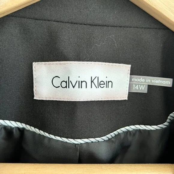 NWT Calvin Klein Blazer Black Suit Jacket Two Button Career Office