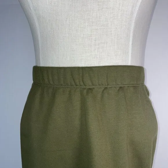 NWT Eileen Fisher French Terry Skirt Medium Olive Green Pull On Organic Cotton