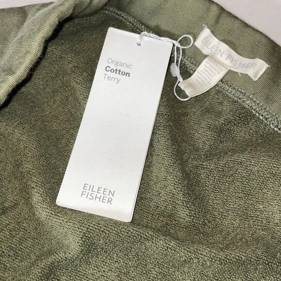 NWT Eileen Fisher French Terry Skirt Medium Olive Green Pull On Organic Cotton