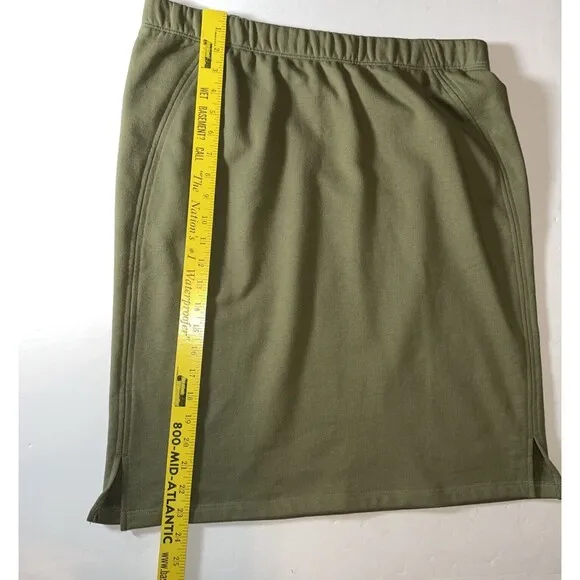 NWT Eileen Fisher French Terry Skirt Medium Olive Green Pull On Organic Cotton