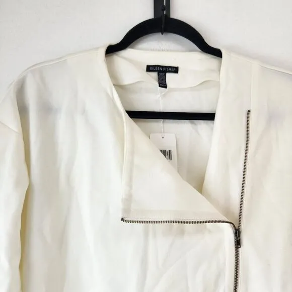 NWT Eileen Fisher White Blazer Jacket Flex Tencel Ponte Knit Comfort Stretch XS