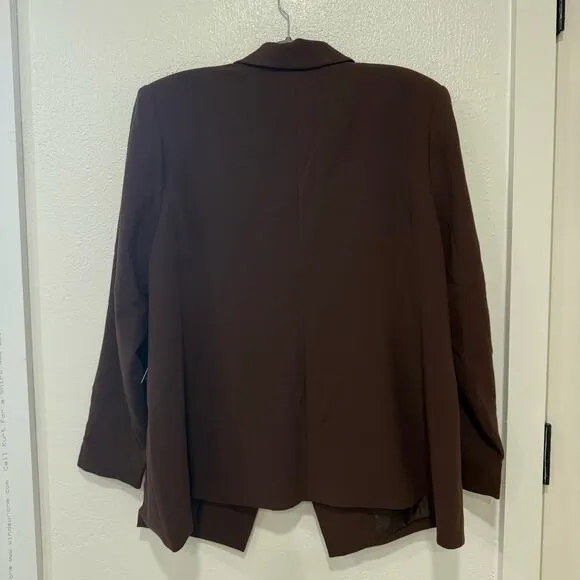 NWT ELOQUII 365 Suit Patch Pocket Blazer Jacket Brown Chicory Coffee Size 20