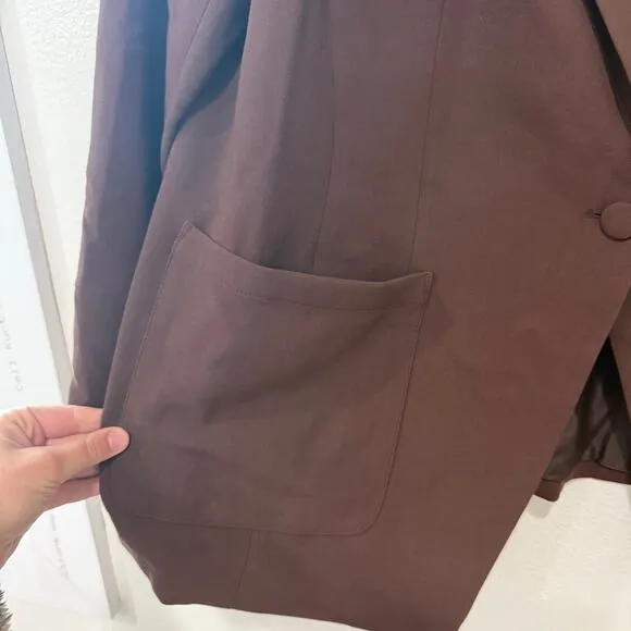 NWT ELOQUII 365 Suit Patch Pocket Blazer Jacket Brown Chicory Coffee Size 20