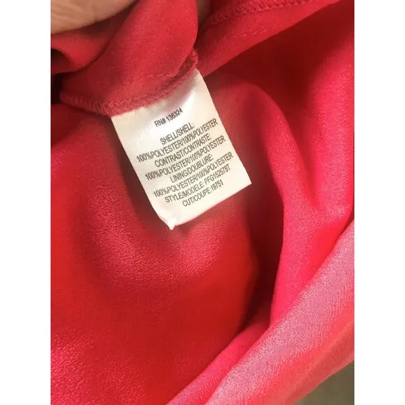 NWT Halston Women’s Sz XS Red Cold Shoulder Pleated Ruffle Dress