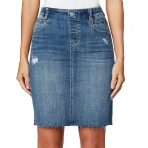 NWT Liverpool Gia Pull-On Distressed Pencil Skirt in Mystic