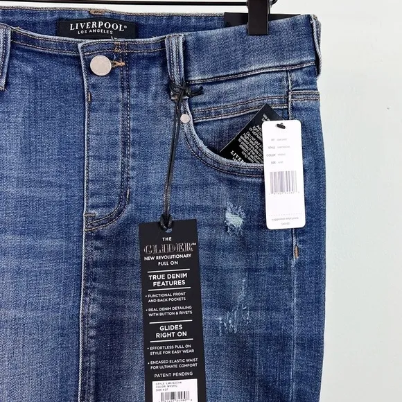 NWT Liverpool Gia Pull-On Distressed Pencil Skirt in Mystic