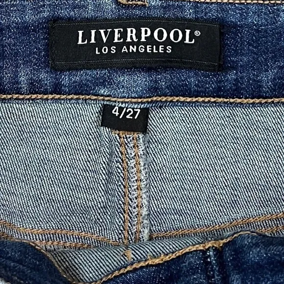 NWT Liverpool Gia Pull-On Distressed Pencil Skirt in Mystic