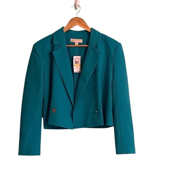 NWT MICHAEL Michael Kors Women's Tile Blue Suit Jacket/Blazer w/ shoulder pads M