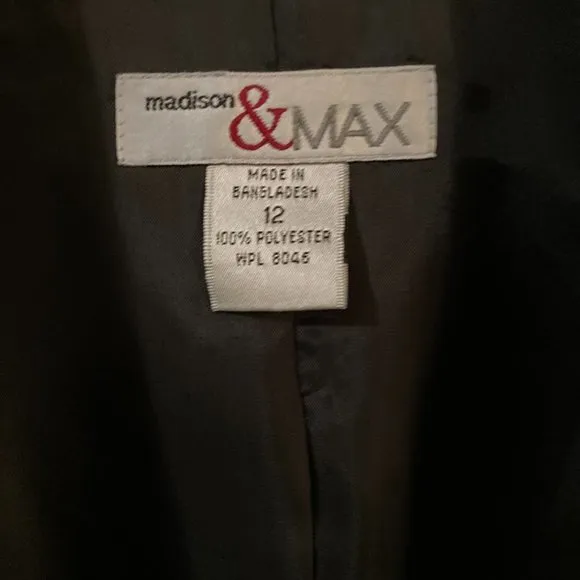 NWT Vintage Madison &amp; Max Career Suit Jacket Blazer Women's Size 12