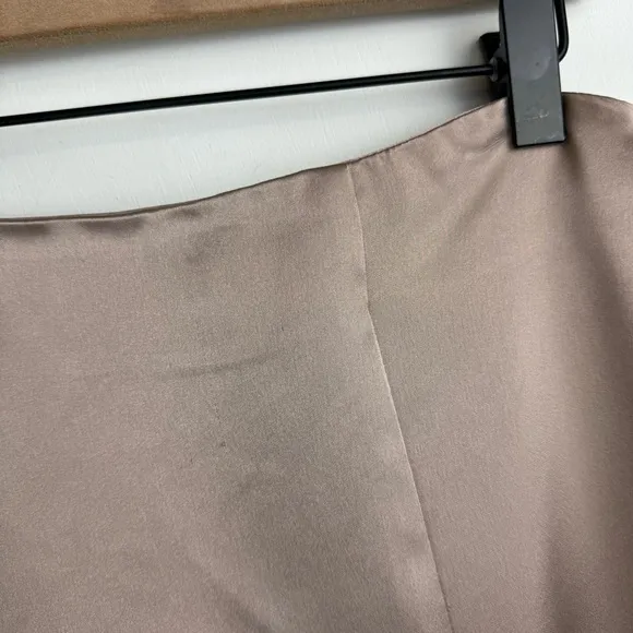 NWT Zara Satin Effect Asymmetrical A-line Midi Skirt Sz Small Champagne Tan