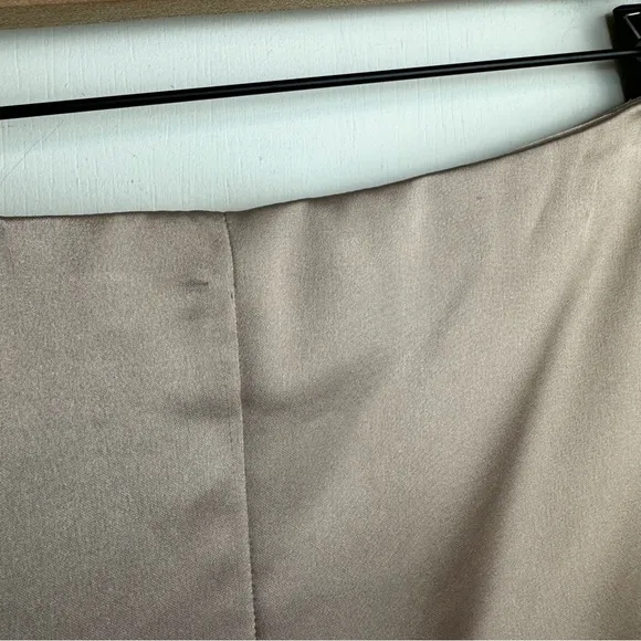 NWT Zara Satin Effect Asymmetrical A-line Midi Skirt Sz Small Champagne Tan