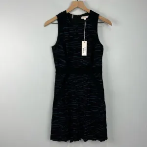 NWT Rebecca Taylor Blue &amp; Black Tiger Pleated Dress