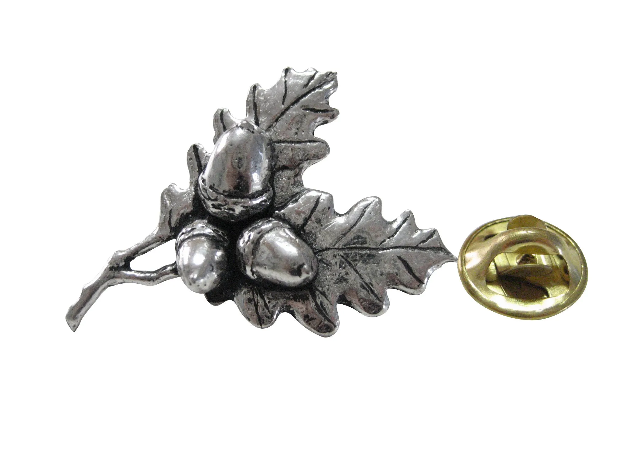 Oak Tree Leaf with Acorns Lapel Pin