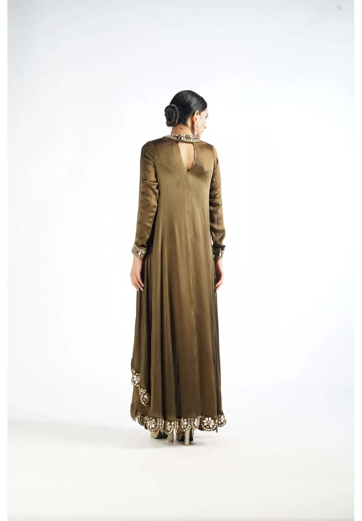 Olive Green Scallop Pant Kurta Set