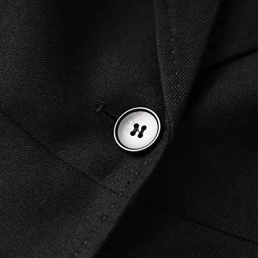 One Button Black Pantsuit Fitted Blazer   Mid-High Rise Trousers Pantsuit Suit Formal Wear