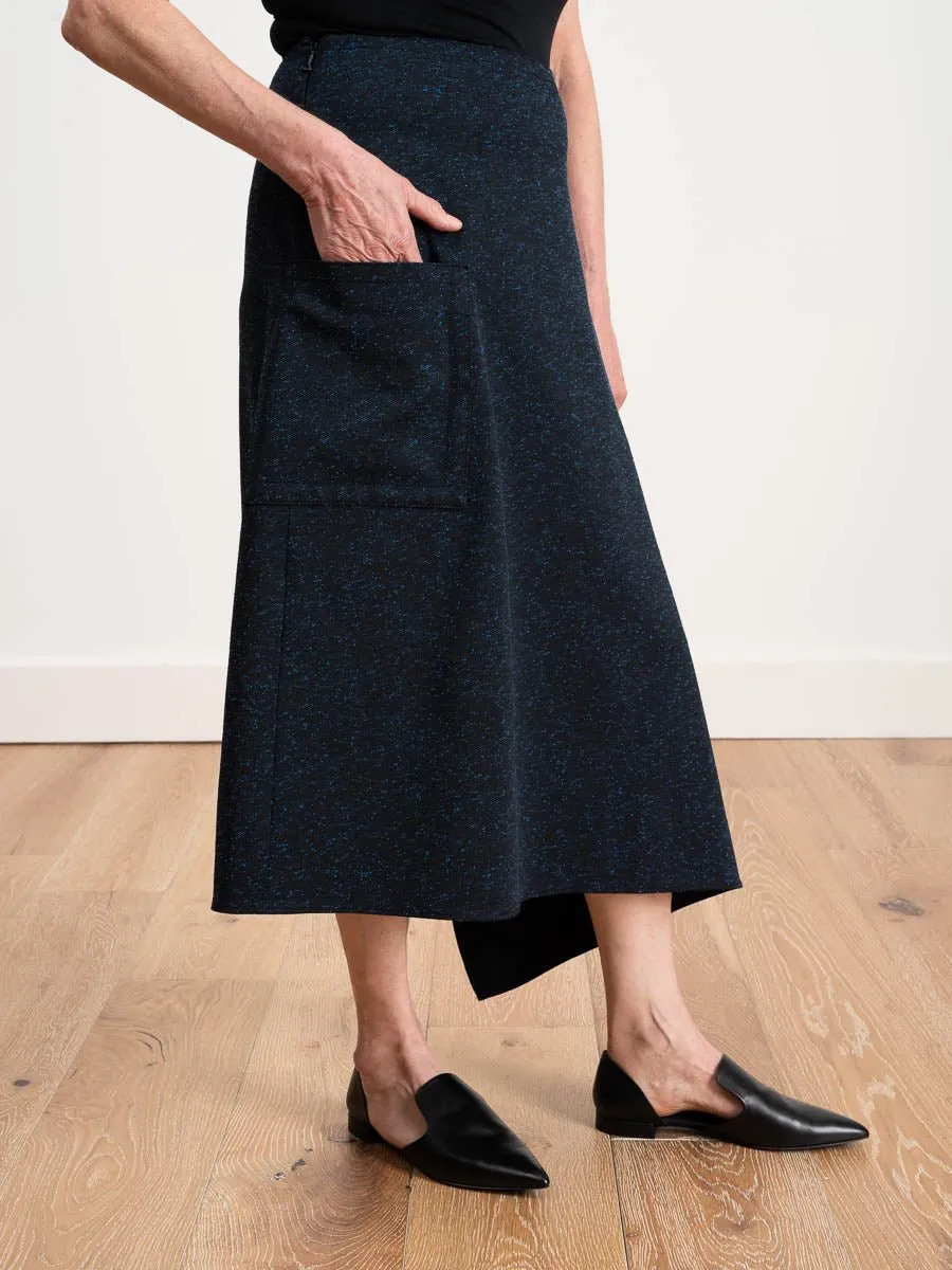 origami skirt  - black/blue multi