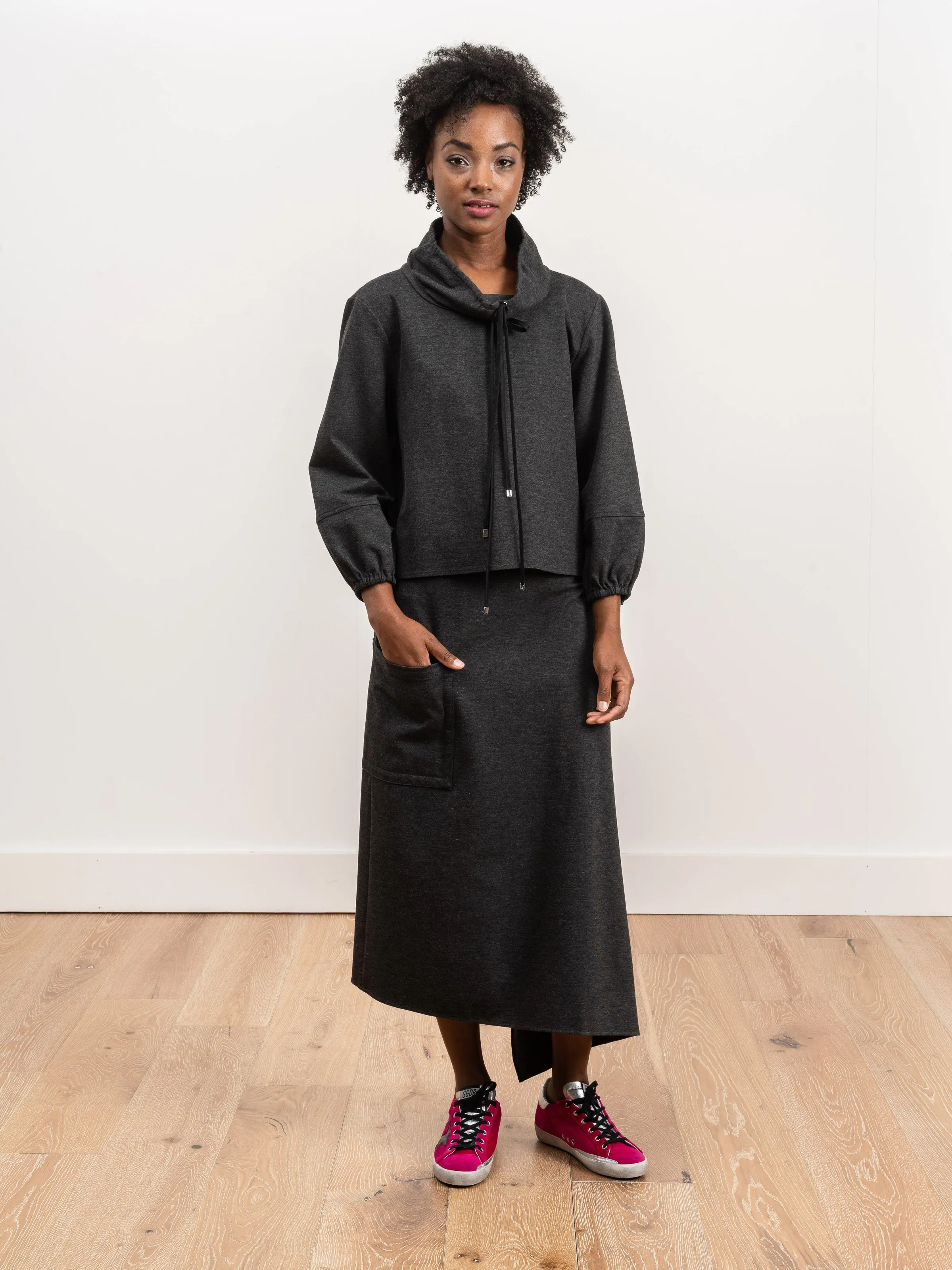 origami skirt - dark heather grey