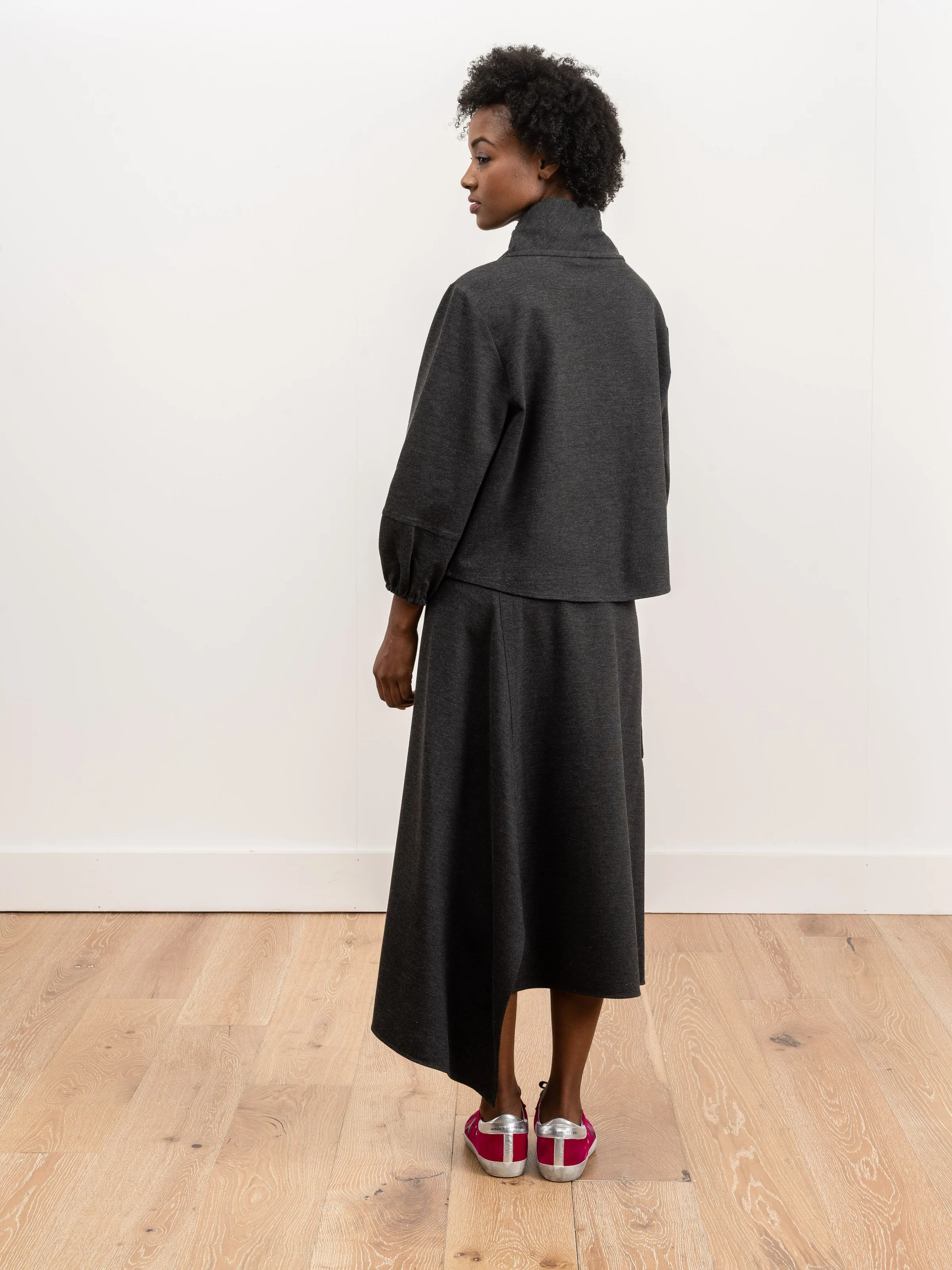 origami skirt - dark heather grey