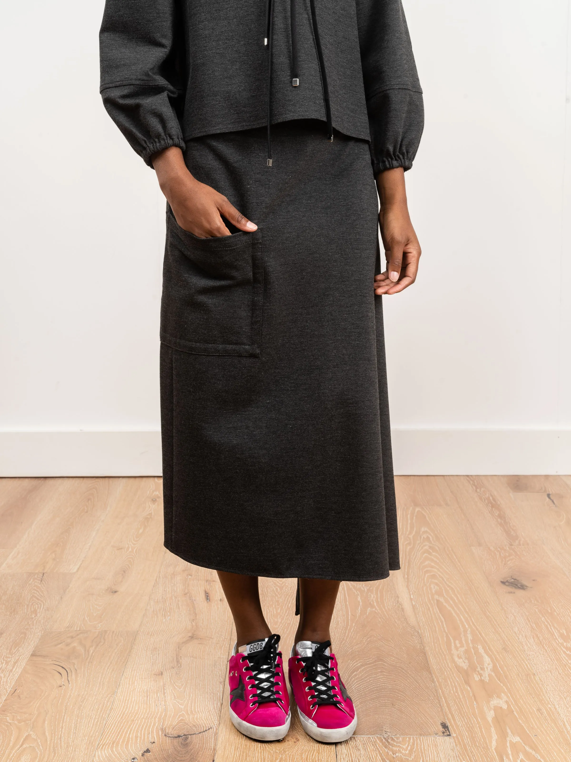 origami skirt - dark heather grey