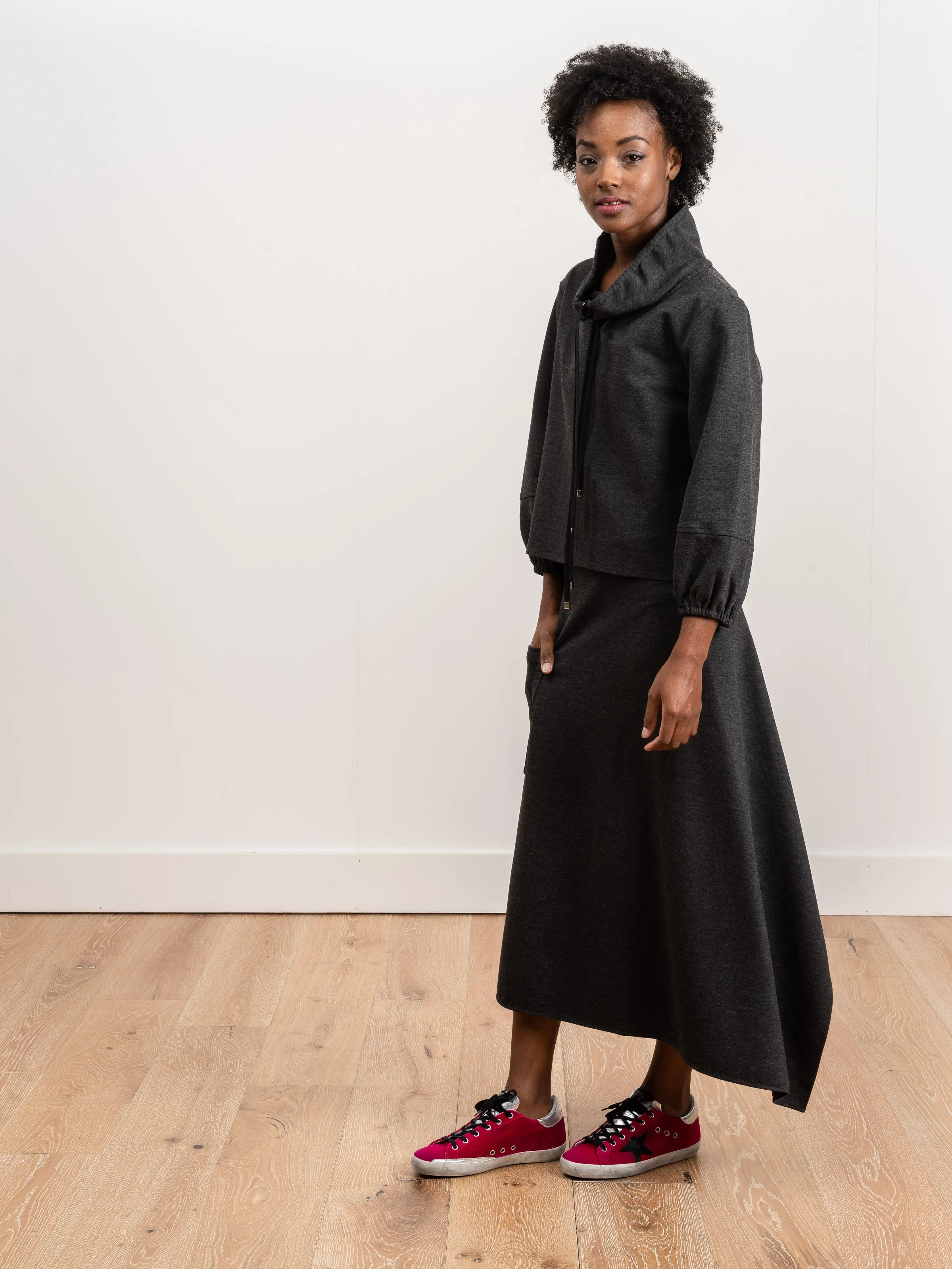 origami skirt - dark heather grey