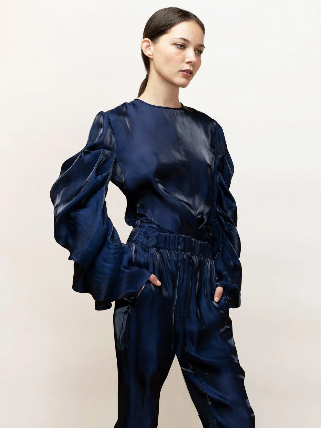 Ortensia | Liquid Radiance: Draped Evening Blouse