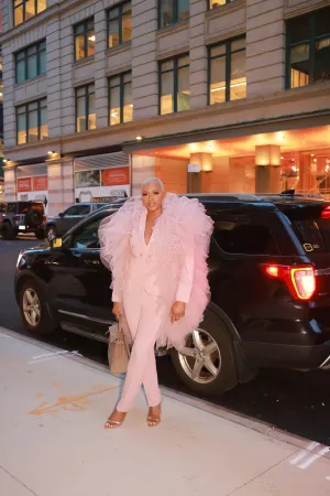 Oyemwen Back to Business Nude Tulle Power Suit