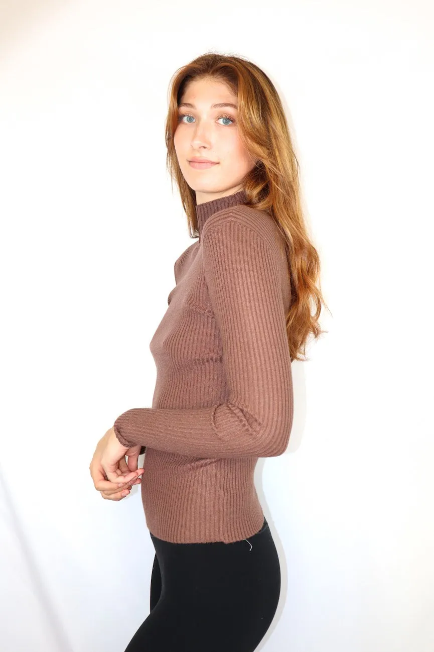 Paige Knit Turtleneck Mocha
