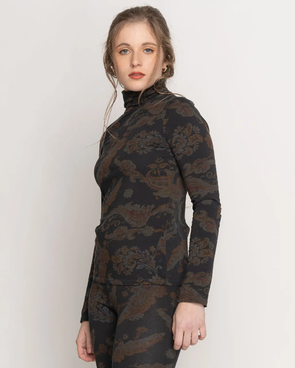 Paisley Long Sleeve Turtleneck Tee
