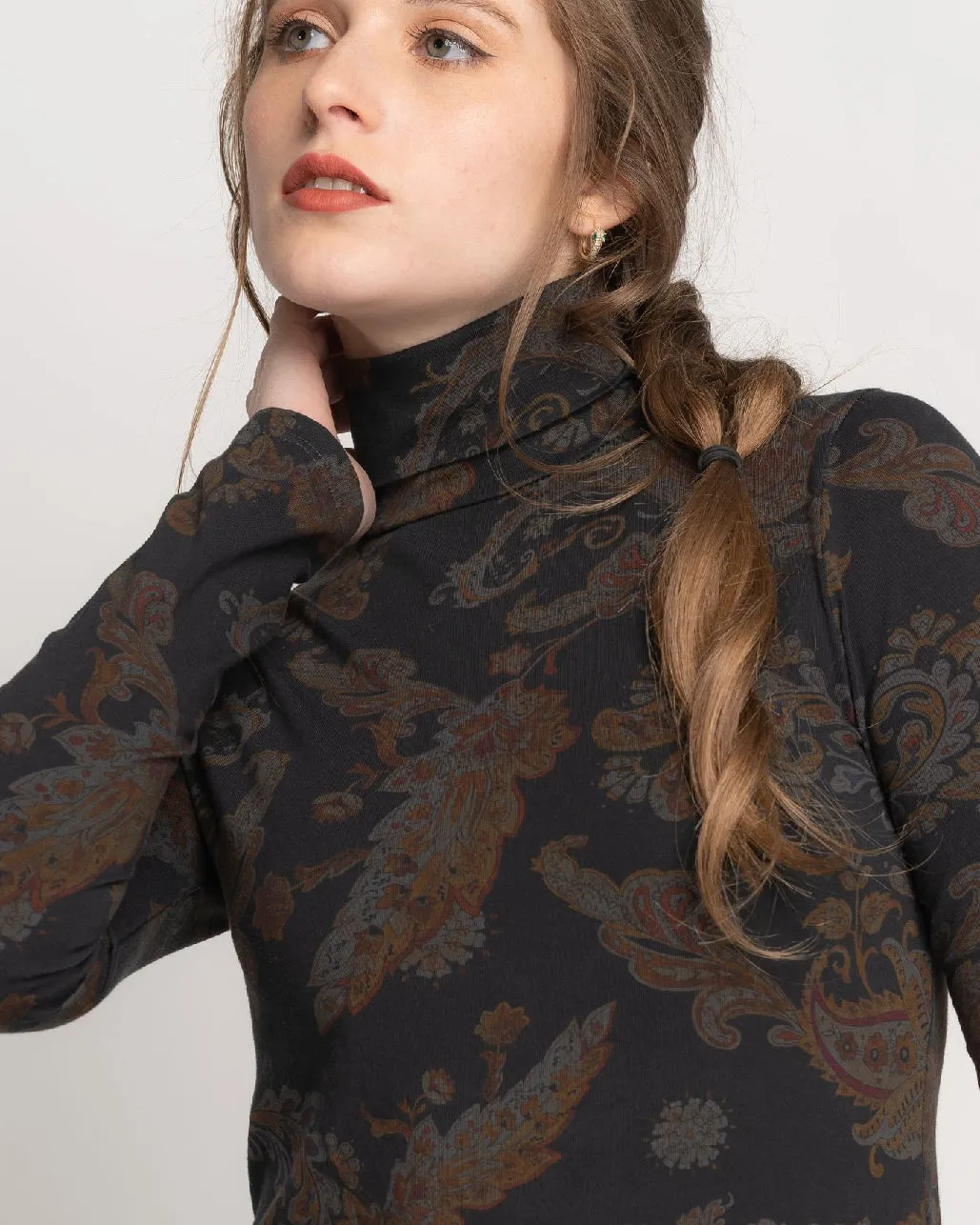 Paisley Long Sleeve Turtleneck Tee