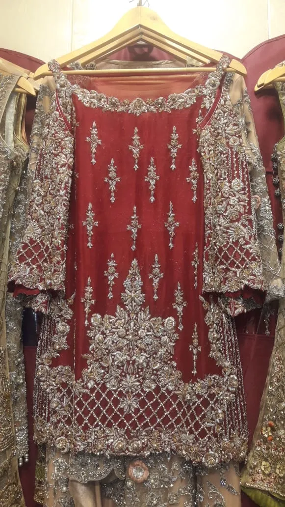 Pakistani Dulhan Suit In Beautiful Maroon Color Model# B 1818