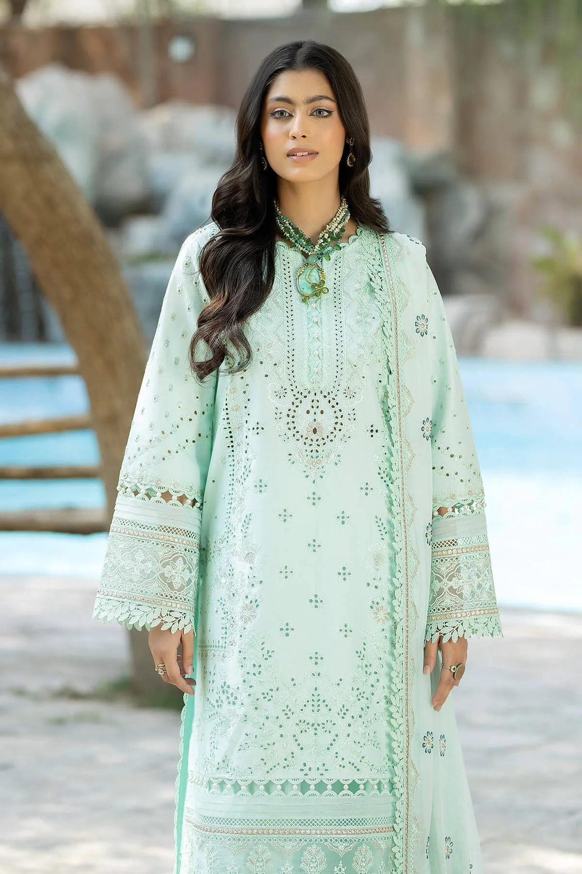 Pakistani Salwar Kameez Aquamarine Shade in Salwar Suit Style