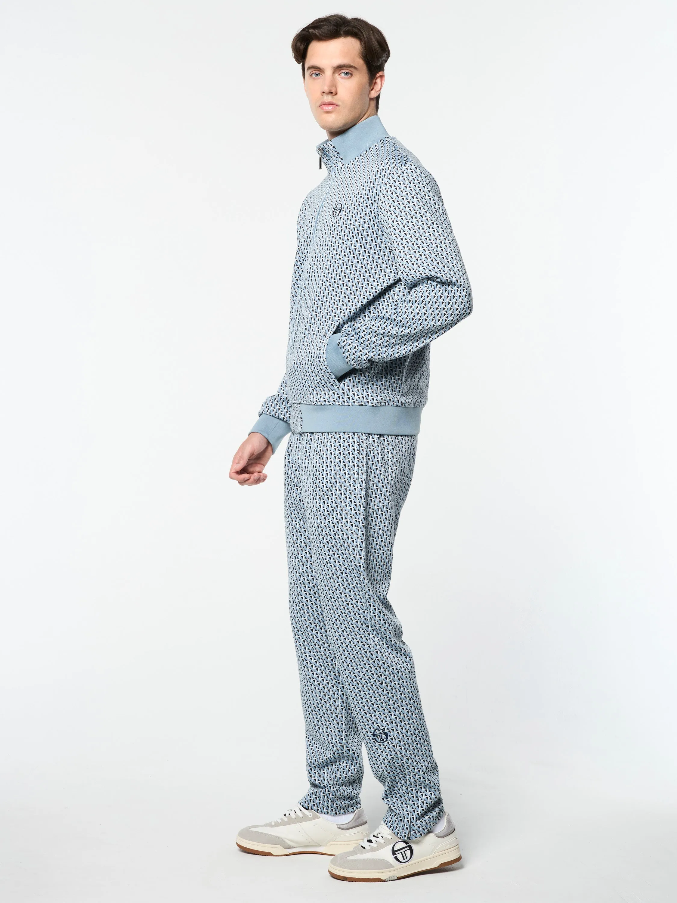 Paolo Knit Track Jacket- Faded Denim