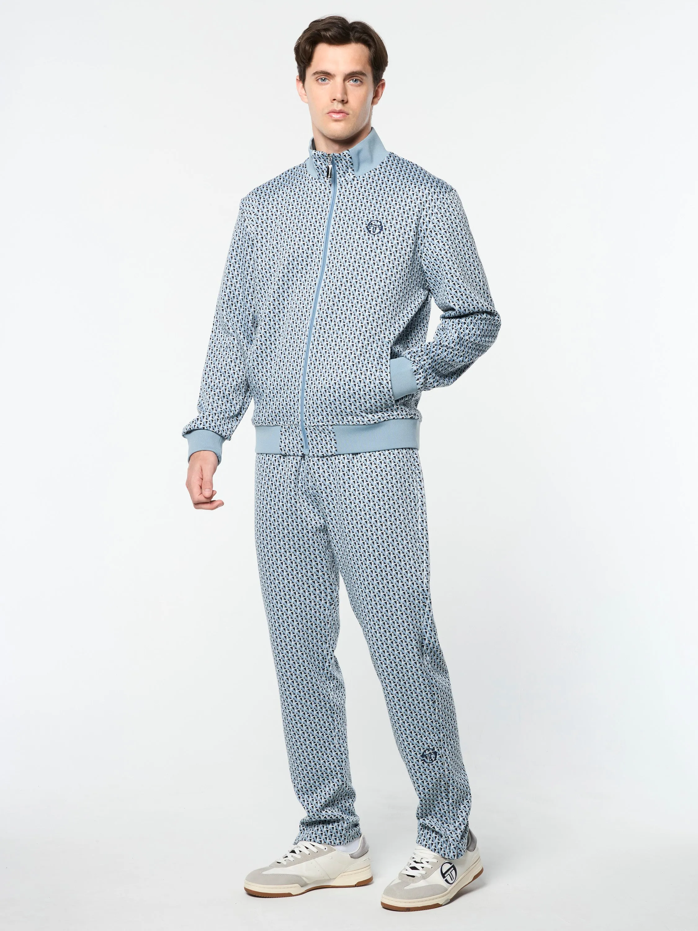 Paolo Knit Track Jacket- Faded Denim