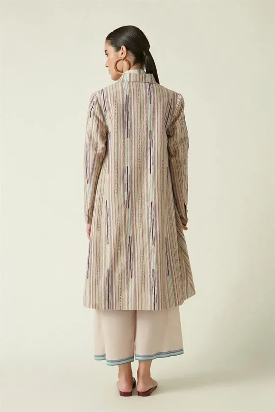 Payal Pratap   I   Kingsway South Mentha Long Jacket Linen Beige Transition Edit 7T-9