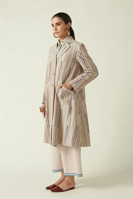 Payal Pratap   I   Kingsway South Mentha Long Jacket Linen Beige Transition Edit 7T-9