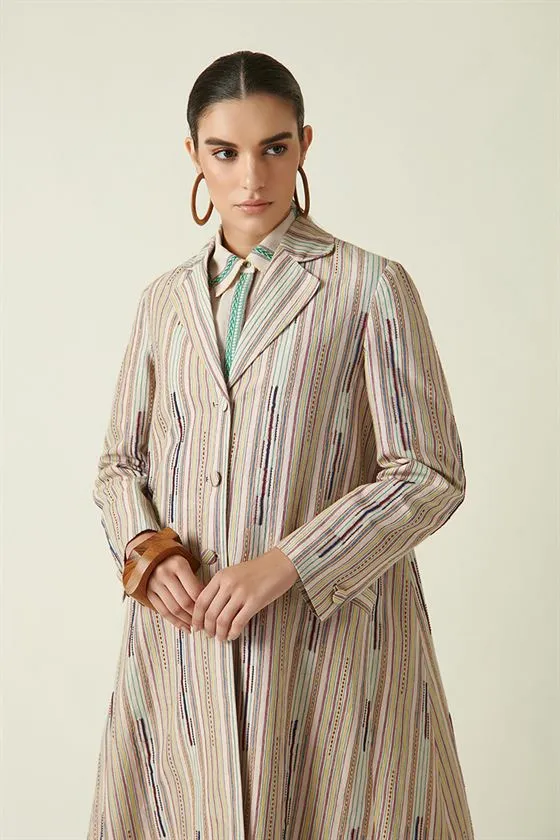 Payal Pratap   I   Kingsway South Mentha Long Jacket Linen Beige Transition Edit 7T-9