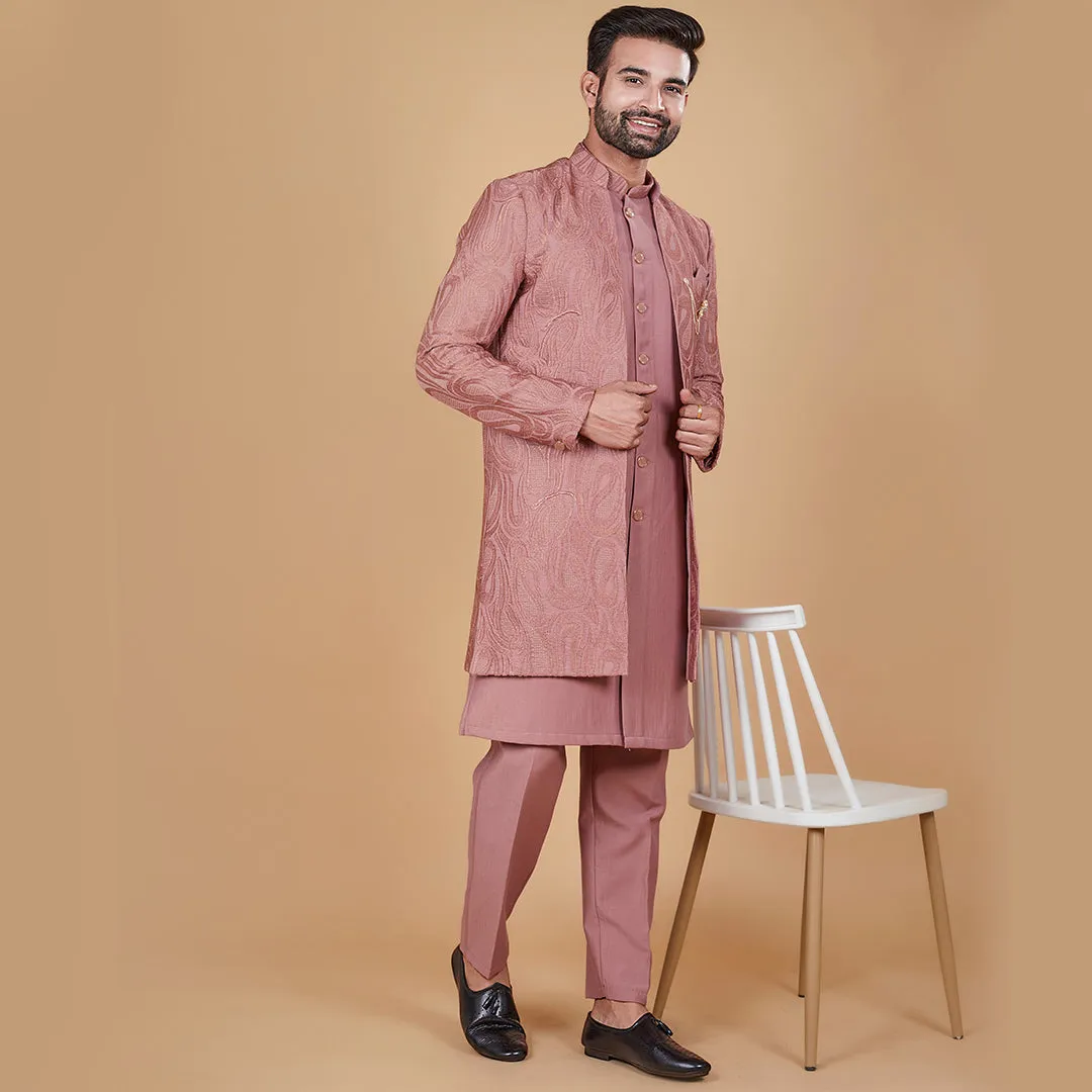 Peach Blossom  Indo-Western Kurta with Designer Jacket