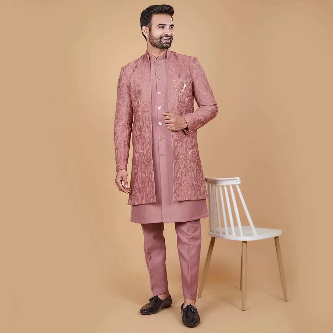Peach Blossom  Indo-Western Kurta with Designer Jacket