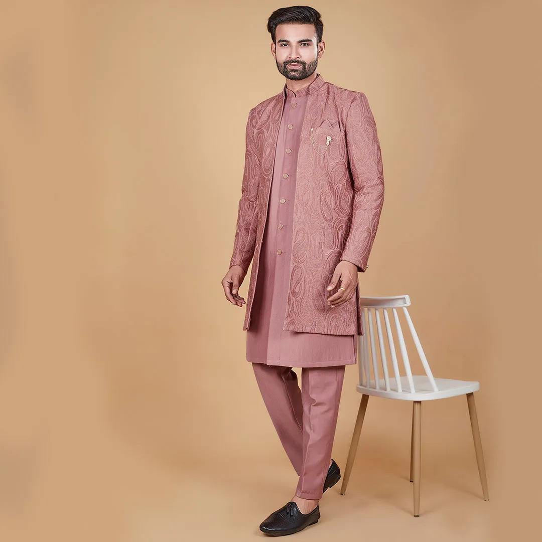 Peach Blossom  Indo-Western Kurta with Designer Jacket