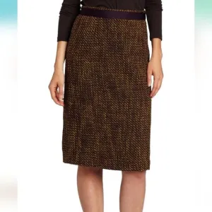 🐢 Pendleton Chartreuse/Eggplant Boucle Tweed Retro Pencil Skirt Size 6