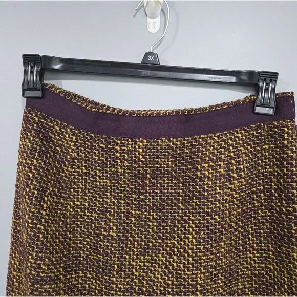 🐢 Pendleton Chartreuse/Eggplant Boucle Tweed Retro Pencil Skirt Size 6