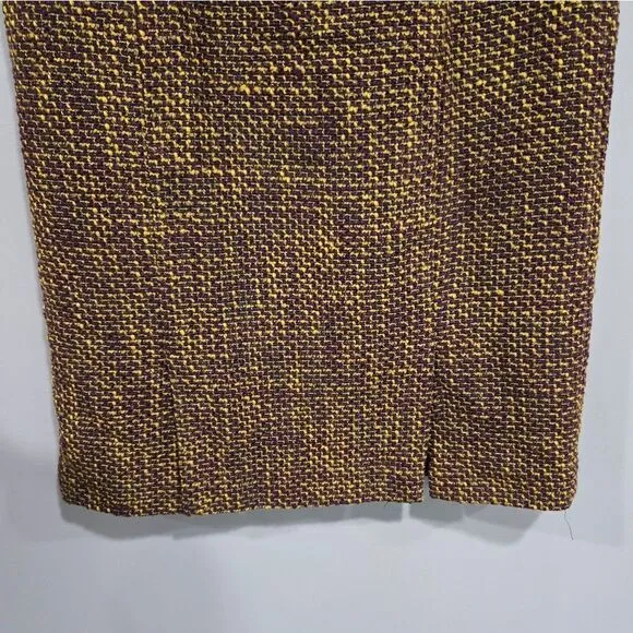 🐢 Pendleton Chartreuse/Eggplant Boucle Tweed Retro Pencil Skirt Size 6