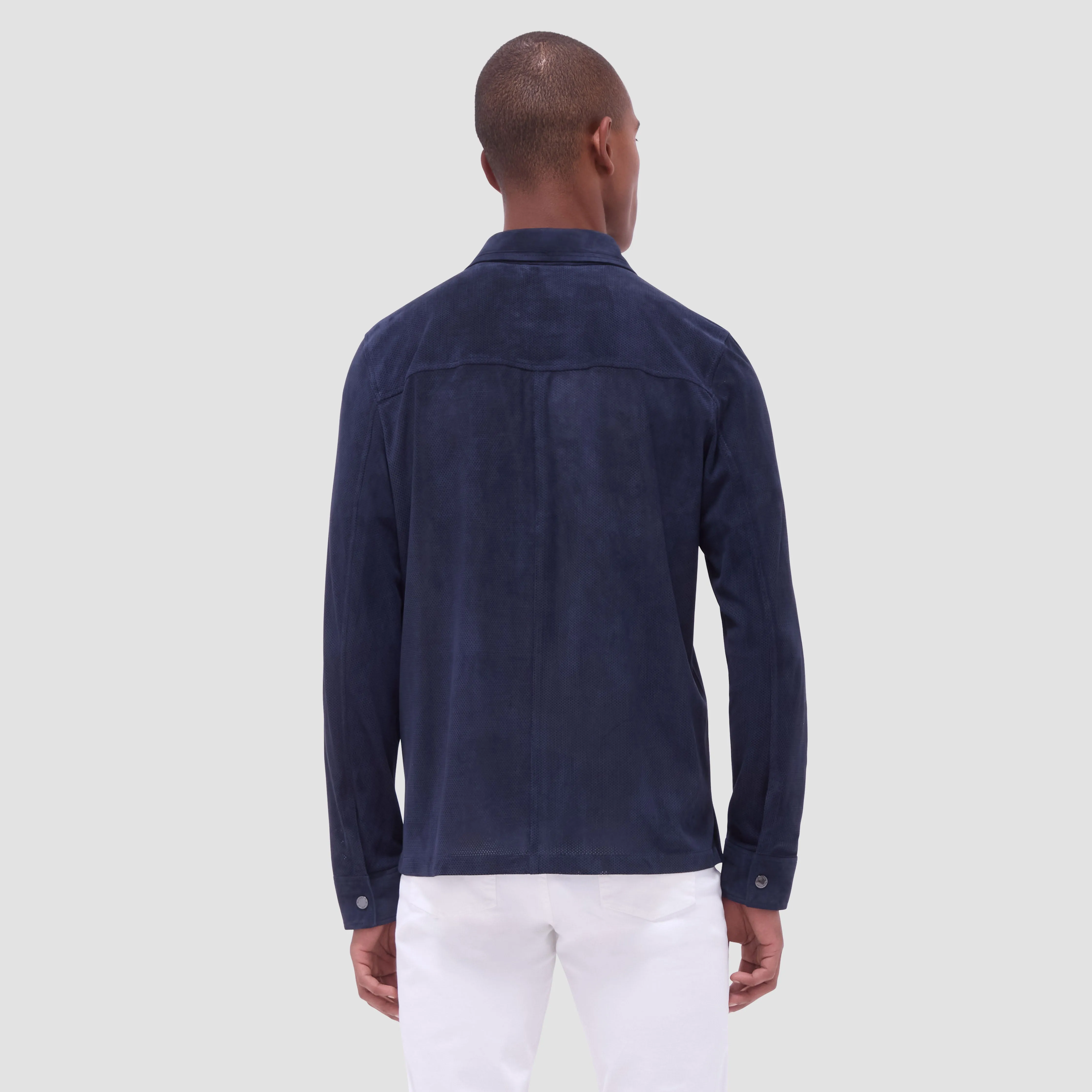 Perforated Suede Shirt Jacket