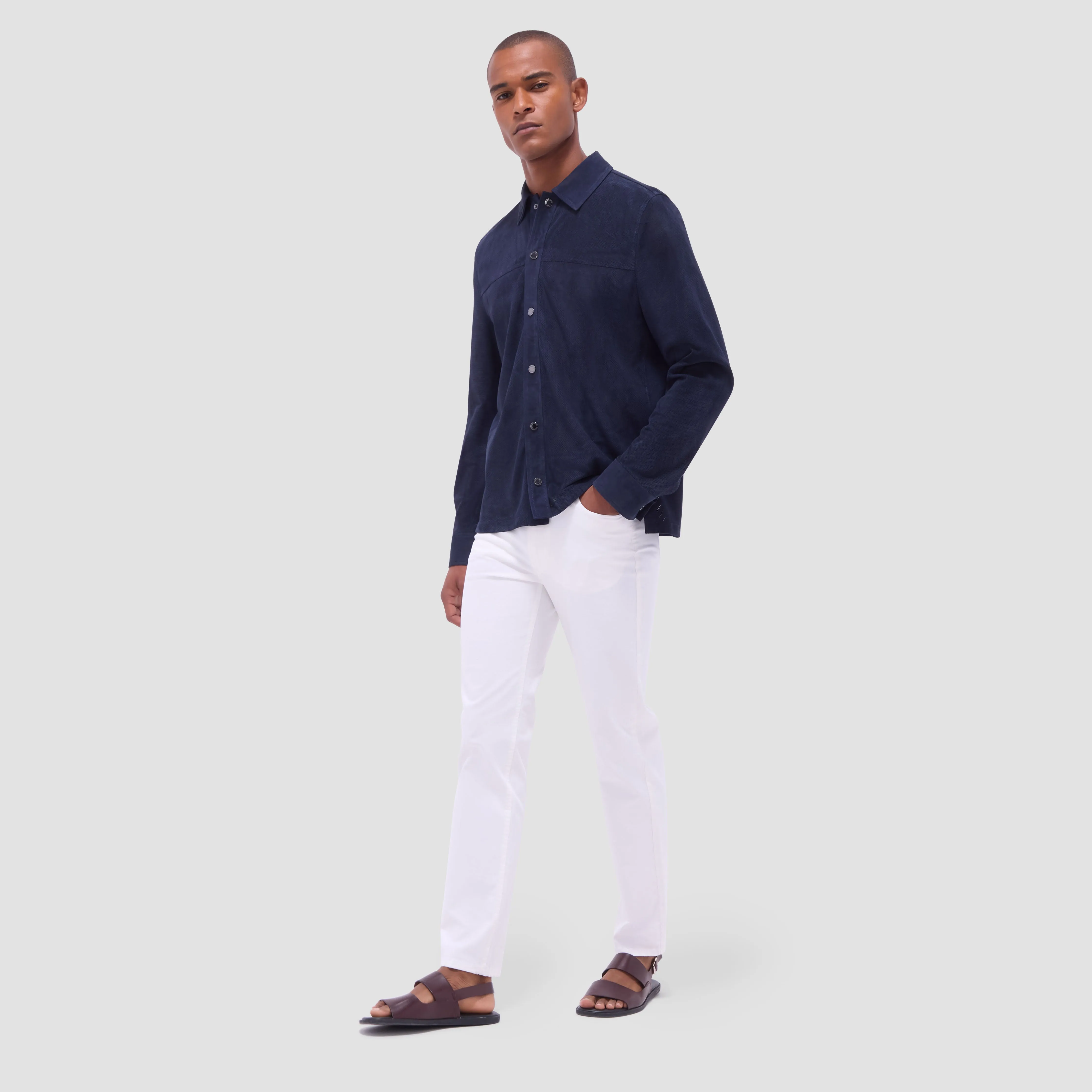 Perforated Suede Shirt Jacket