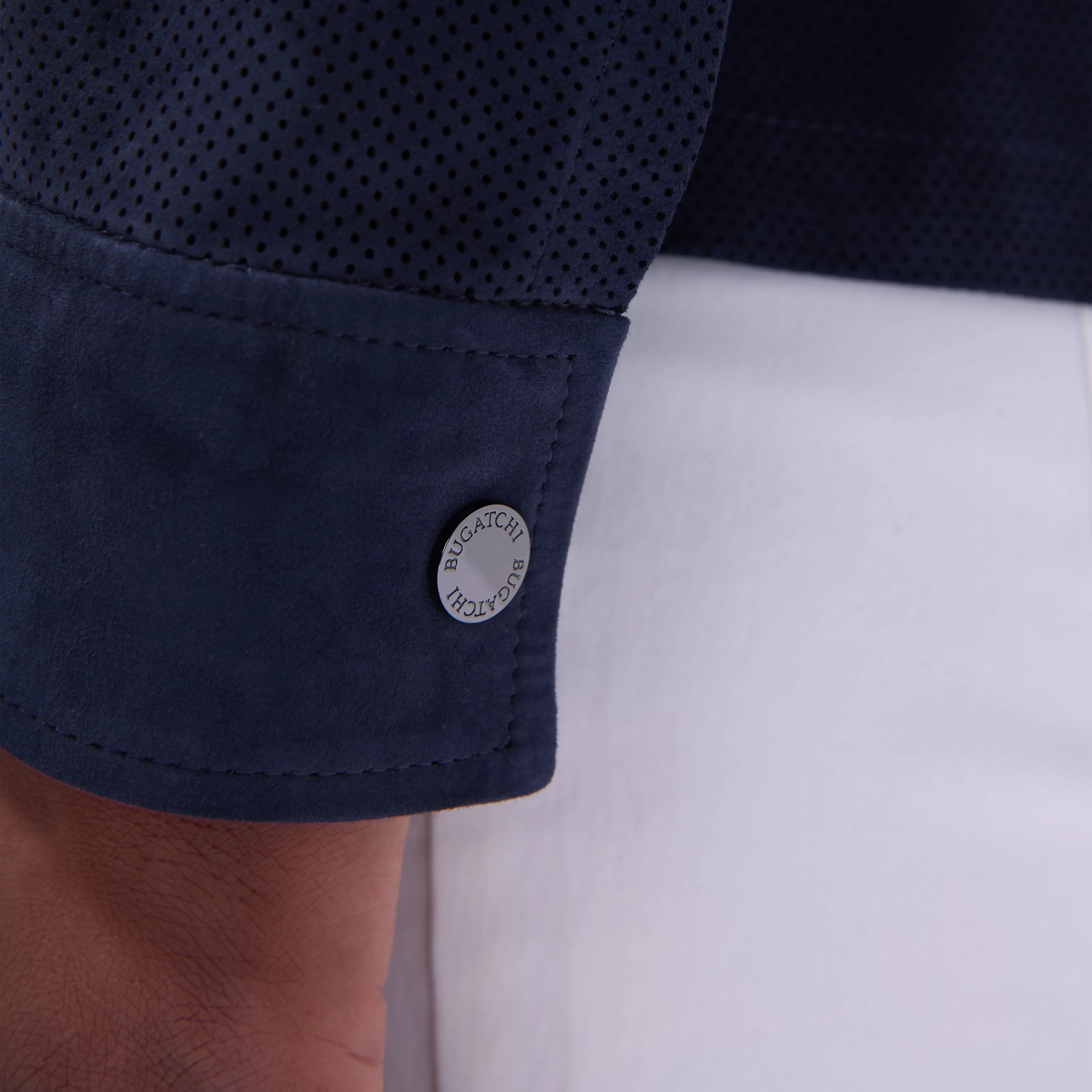 Perforated Suede Shirt Jacket