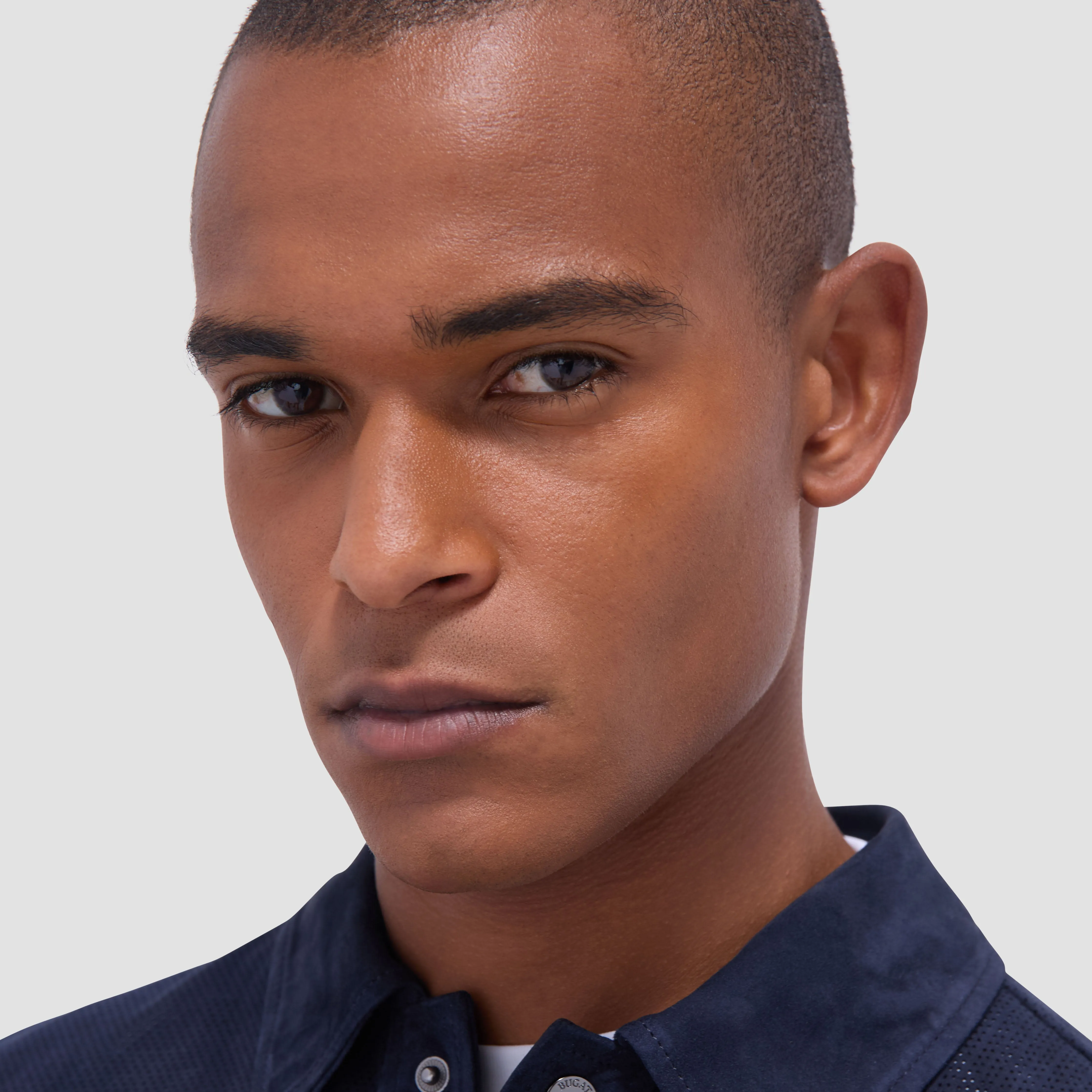 Perforated Suede Shirt Jacket